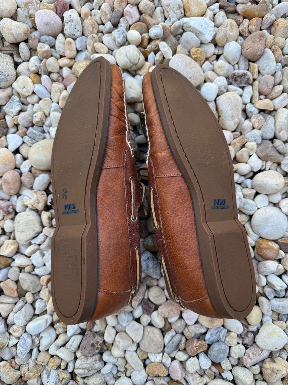 Polo by Ralph Lauren Brown Leather Boat Shoes with Tan Laces